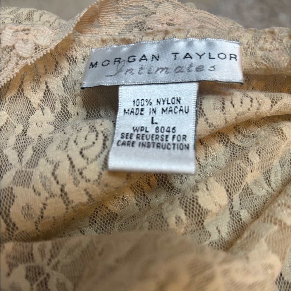 MORGAN TAYLOR INTIMIDATES Cream Bow Lace Slip Dress Sleep Wear PJ’s Size L - Picture 12 of 13